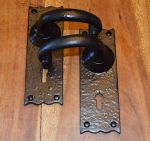 Rustic Door Handles with Keyhole Black Cast Iron 52mm x 158mm (4001)